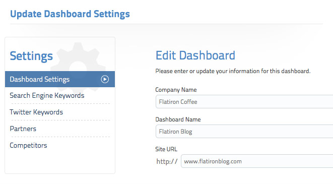 Update Dashboard Settings